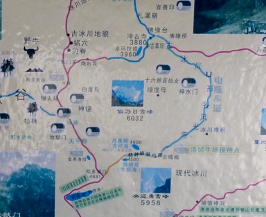 Mountain Hike at Daocheng Yading Shangri La China- map